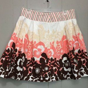 Wrapper Women's 7 Floral Stripe A-Line Skirt Pink